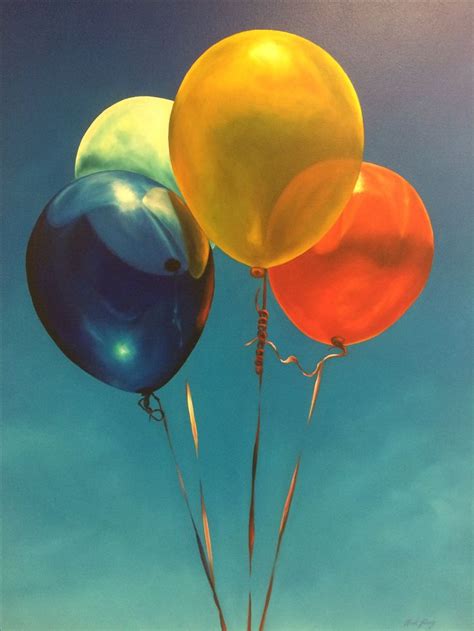 Three Balloons Are Floating In The Air On A Sunny Day With Blue Sky