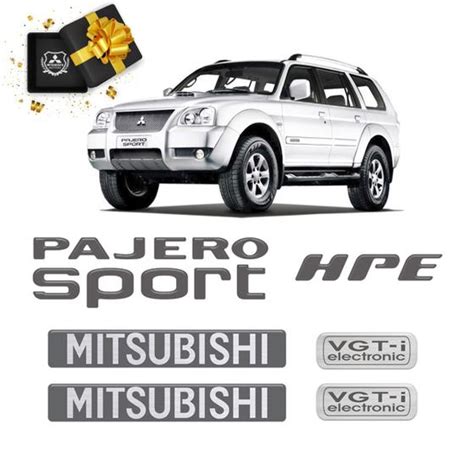 Emblemas Pajero Sport Hpe Adesivos Mitsubishi Grafite Sportinox