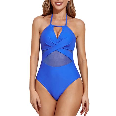 Simu Womens Sexy One Piece Bathing Suits V Neck Swimsuits Monokini