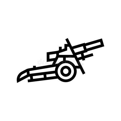 Artillery War Weapon Line Icon Vector Illustration Stock Vector