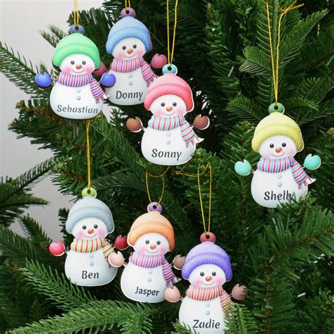 Stuks Gepersonaliseerde Kerstornament Met Sneeuwpop Etsy Nederland