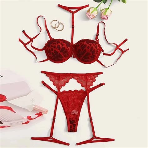 Pcs Sexy Lingerie Sets Feminina Sexy Lace Bra Garter Thong Set Erotica Babydoll Porno Underwear