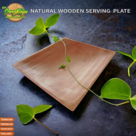 Jual Wooden Serving Plate 20x18Cm Piring Kayu Cekung Tray Nampan Kayu