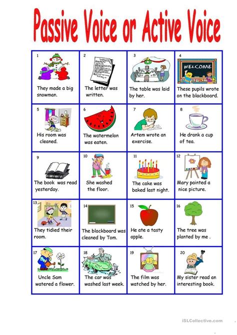 Active Vs Passive Voice Worksheet Passive Present Tense Exer