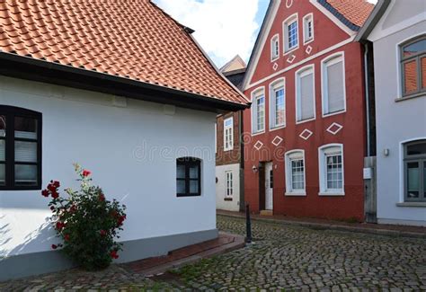 Historical Buildings In The Old Town Of Verden At The River Aller