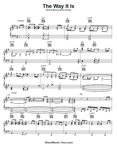 The Way It Is Sheet Music Bruce Hornsby - ♪ SHEETMUSIC-FREE.COM