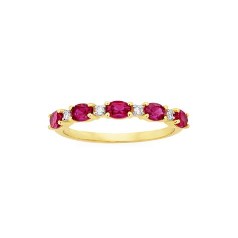 9ct Gold Created Ruby & Diamond Anniversary Band in Red | Goldmark (AU)