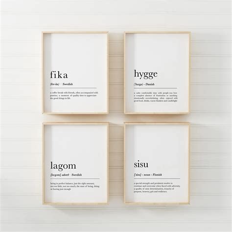 Fika Hygge Lagom Sisu Definition Wall Art Nordic Etsy UK