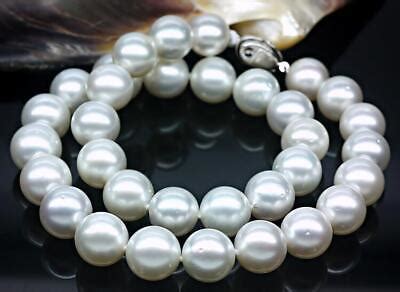 Huge Mm Natural South Sea Genuine White Round Pearl Necklace