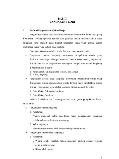 PDF ANALISIS PERANCANGAN KERJA Work Sampling BAB II DOKUMEN TIPS