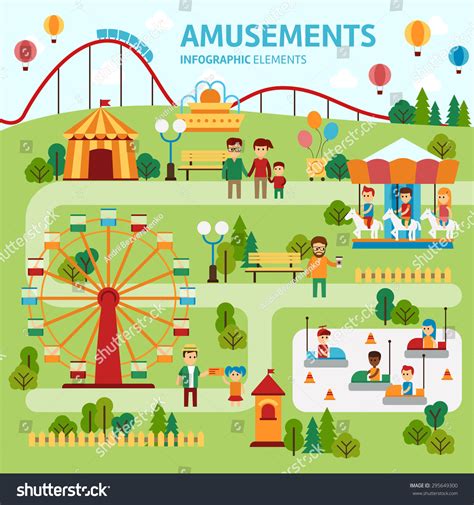 Amusement Park Map Infographic Elements Flat Stock Vector 295649300 ...