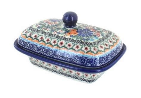 Blue Rose Polish Pottery Ashley Butter Tub 1 Marianos