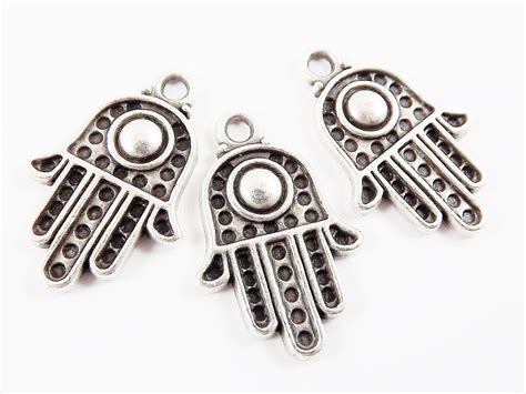 Hamsa Charms Hand Of Fatima Dome Accent Ethnic Bracelet Charm Hamza