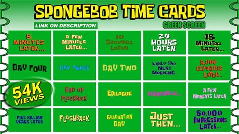 SPONGEBOB TIME CARDS GREEN SCREEN NO COPYRIGHT YouTube