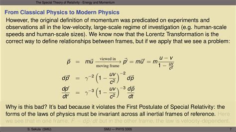 Modern Physics Lecture 7 Energy Momentum And Mass In Special Relativity Youtube