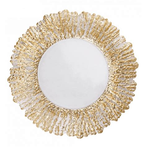 Glass Charger Plate Gold Shell Design Event Decor Charger Plates