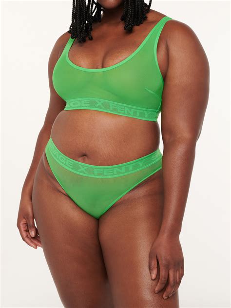 Nothin But Net High Leg Bikini In Green Savage X Fenty