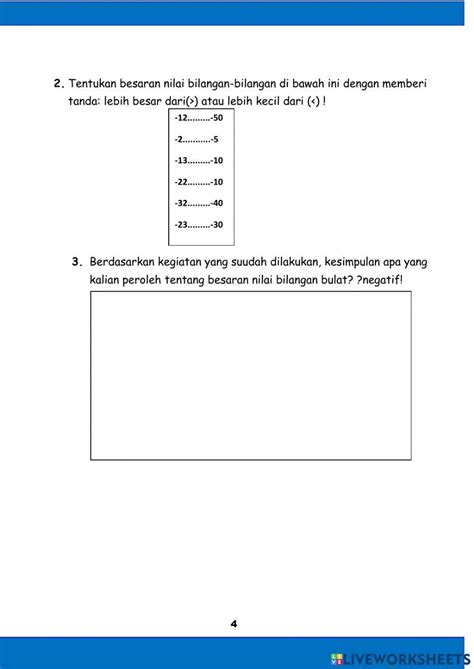 Lkpd Bilangan Bulat Negatif Dan Operasi Hitung Bilangan