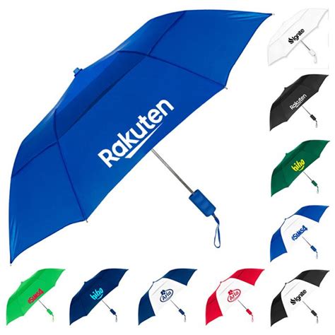 Inch Arc Custom Vented Windproof Folding Umbrellas