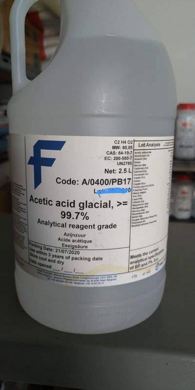 Acetic Acid Glacial 99 7 For Analysis Meets The Specification Of