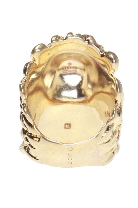 Gucci Lion Head Ring In Metallic Lyst