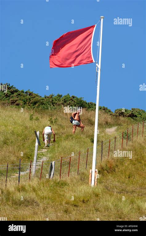 Red Flag Military Firing Range At Lulworth In Dorset Britain Uk Stock