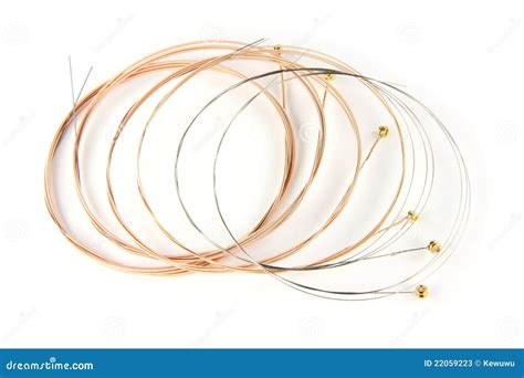 6 Acoustic Guitar Strings on White Background Stock Image - Image of ...