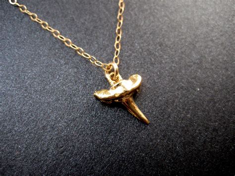 Gold Plated Shark Tooth Necklace With Gold Filled Chain Etsy