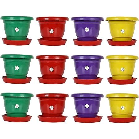 Kraft Seeds Pushp Gamla Planter Pot Inches With Tray Bottom Plate