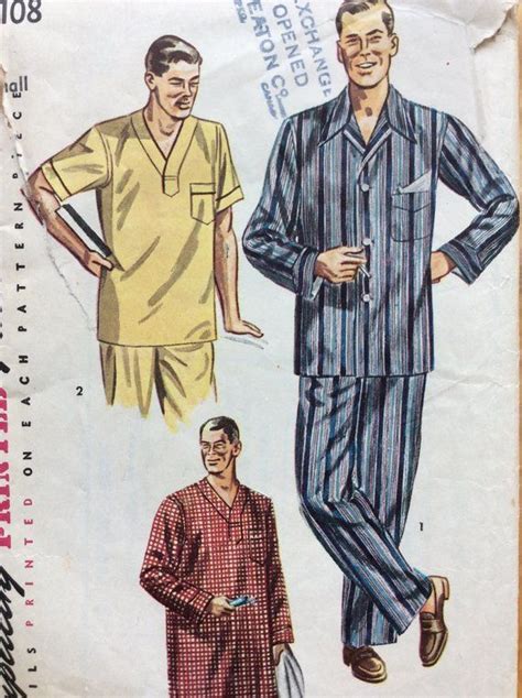 Mens Pajamas And Nightshirt Pattern Simplicity 4108 Size Etsy Canada