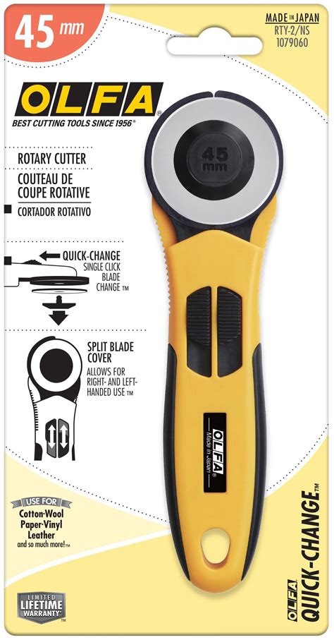 OLFA Quick Change Rotary Cutter W Dual Blade Guard 45mm 091511300994