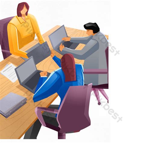 cartoon drawing business meeting illustration design | PSD PNG Images ...