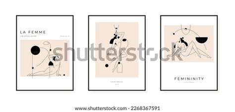 Contemporary Abstract Poster Collection Nude Female Stock Vector Royalty Free