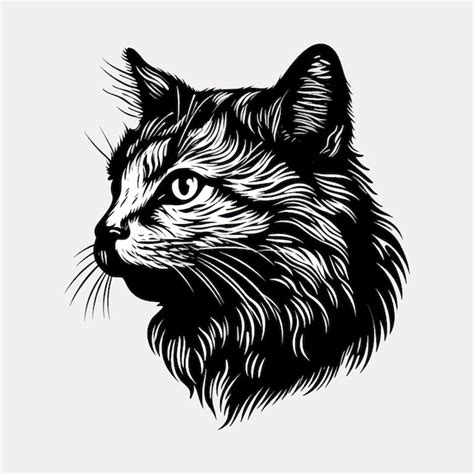 Detailed Black And White Cat Illustration Premium Ai Generated Vector