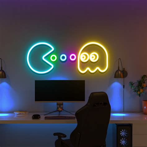 Pacman Neon Sign Custom Personalised Led Neon Signs Handmade Neon Light