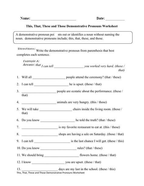 Nouns And Pronouns Worksheets Grade 5