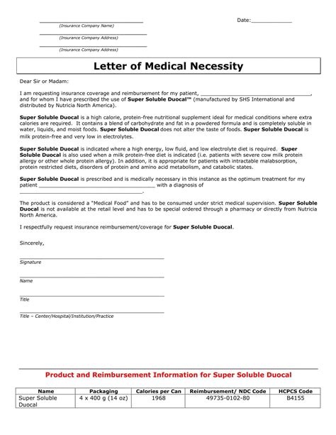 Free Printable Letter Of Medical Necessity Templates [pdf Word]