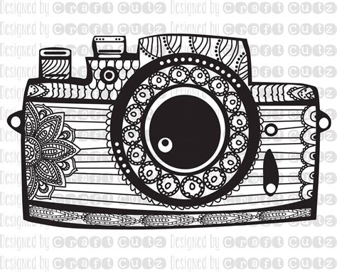 Hand Drawn Camera Mandala Svg Digital Download Vintage Camera Svg