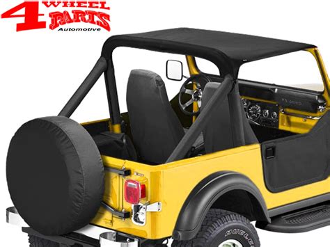 Bikini Top Strapless Bestop Schwarz Kunstleder Jeep CJ Bj Wheel Parts