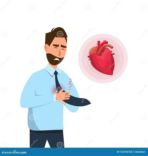 Man Have Early Symptoms of Heart Attack Stock Illustration ...