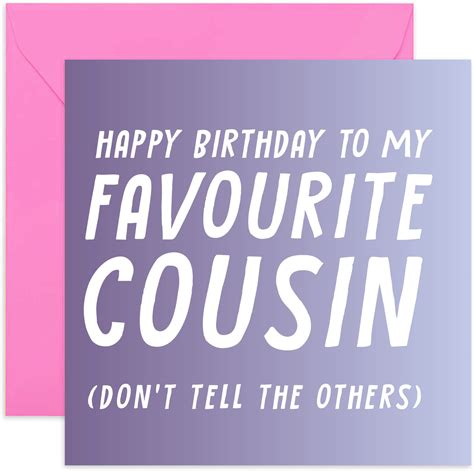 Happy Birthday Favourite Cousin Card Fun Birthday Card For Etsy Uk