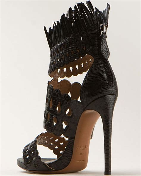 Eniko Parrishs Feet In Black Lizard Azzedine Alaïa High Heel Sandals