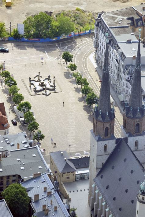 Halle Aus Der Vogelperspektive Altstadtbereich An Der Marienkirche Vor