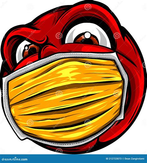 Smile Face With Medical Mask Cartoon Vector Illustration Stock Vector