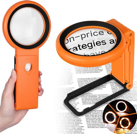 30x 40x Magnifying Glass With Light And Stand Large Lighted Magnifying Glass 18 Led Illuminated