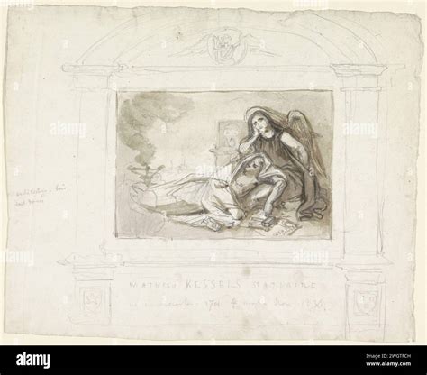 Monumento Funerario Con ángel De Duelo Anónimo Dibujo 1836 Diseño