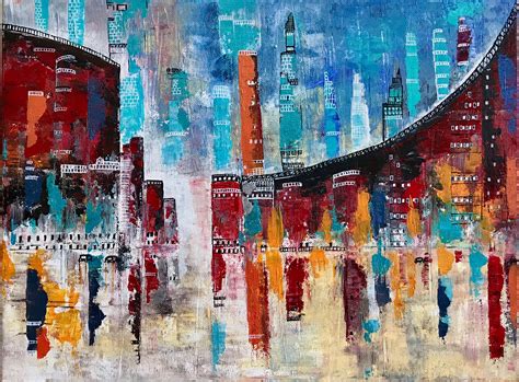 Buy PaintingsEvening Abstract City Painting - Buy Paintings - Original Art