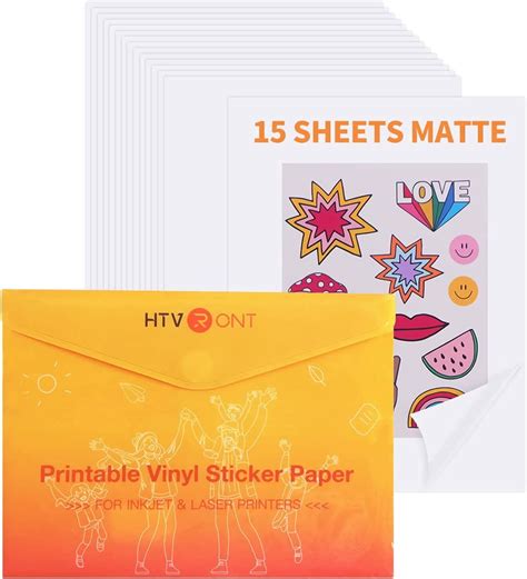 Htvront Sheets Matte Printable Vinyl Sticker Paper Labels For Inkjet