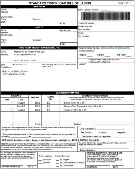 What Is A Bill Of Lading Mercury Business Services