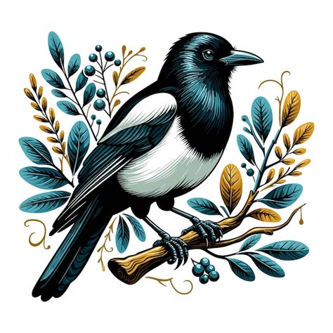 Ilustraci N De Dibujos Animados De Cute Magpie Vector Vector Premium